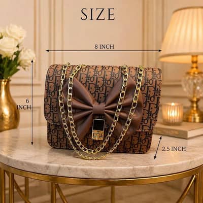 Dior Style Brown Leather Chain Crossbody Bag for Girls