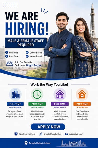 staff male female for office based ,home based