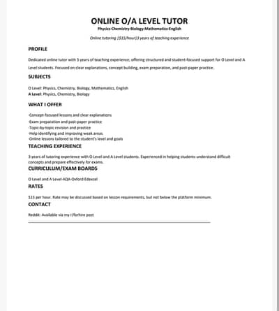 Olevel and alevel tutor