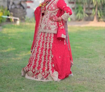 bridal lehenga  with hand bag