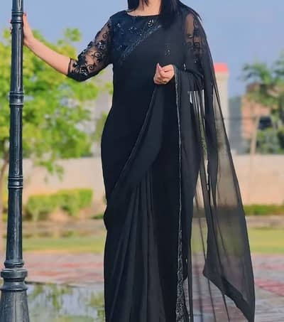 Chiffon Black Elegant Saree XL For Every Occasion