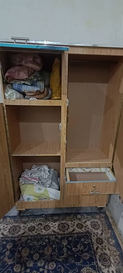 Used Wooden Wardrobe / Almari – Good Condition | Multiple Compartments