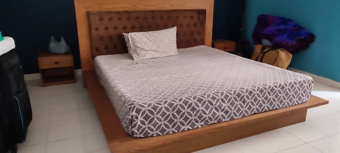 King Size Wooden Bedroom Set – Bed, Dressing, Mirror & Side Tables