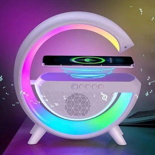 Description  5-in-1 Smart G-Type RGB Night Light Bluetooth Speaker with 15W Wireless Charger, FM Radio, and Multiple Playback Modes (Aux/TF/USB)