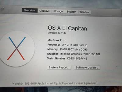 Macbook Pro 2015 16gb 256gb