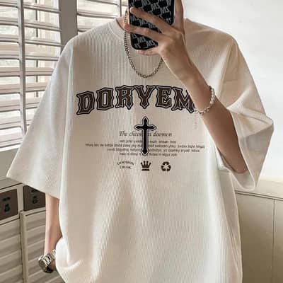 men waffle short sleeve t shirt white causal summer degsign