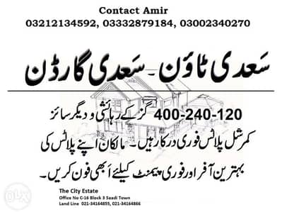 120, 240, 400 Sq Yd Plot For Sale Purchase in Saadi Town And Saadi Garden Scheme 33