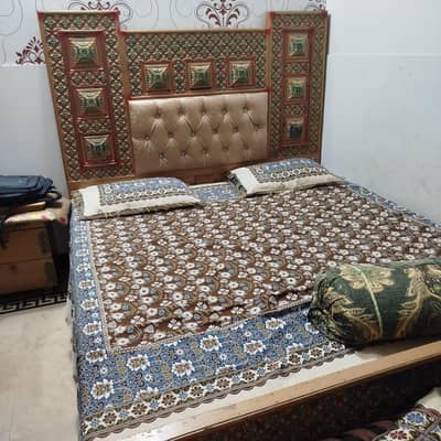 Urgent sale double bed, dressing and side tables