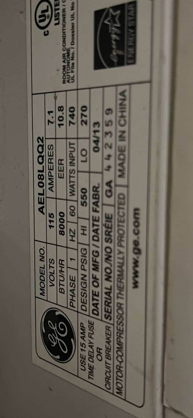 Window AC . 75 Ton 4