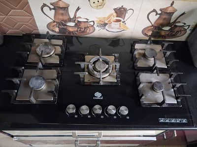 5 burner gas stove in glass  / culla