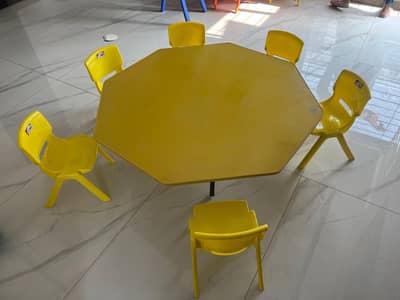 Kids’ Activity Table & Chairs Set – Bright Yellow & Orange