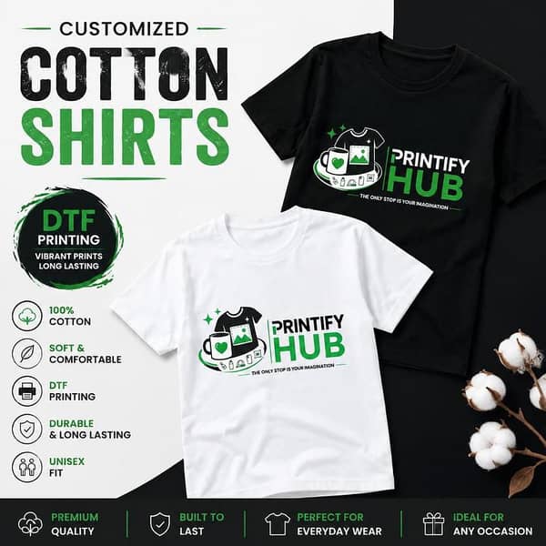Customized Cotton T-Shirts | Premium DTF Printing Shirts