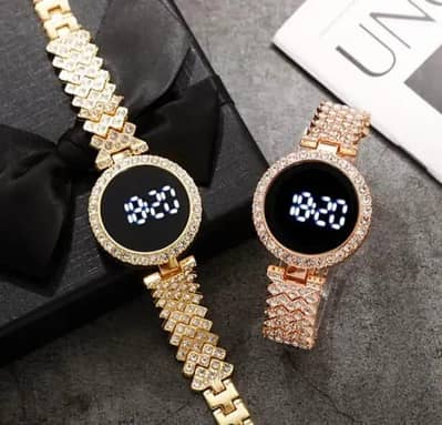 Luxury Rose Gold Crystal Bracelet Digital Watch for Women - Brand New