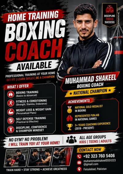 home tuition boxing Coach available