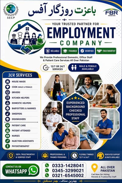 House Maids , Babysitter , Patient Care , Nurse , Driver, Maids, Cook