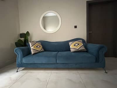 5-Seater Blue Velvetr Sofa