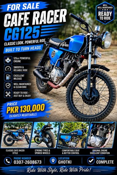 Honda CG 125 2015 Model converted into cafe racer for Sale