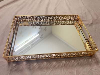 Luxury Gold-Finished Mirrored, Decorative Tray