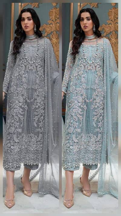 *`LAAM Heavy Embroidered Net 4pc Suit Rs 3900`*