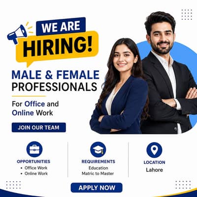we are hiring male female for office and online work.
