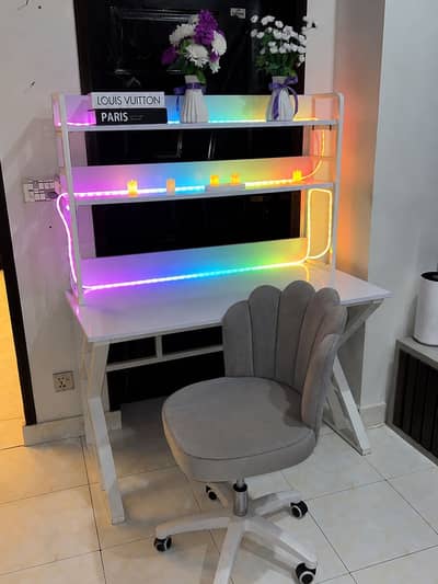 Complete Gaming Table and Chair Set with LED Lights