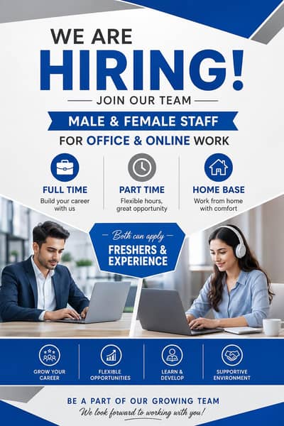 We are hiring for office and online work.