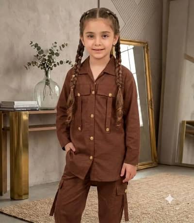 2pcs suit girl cotton plain kurta and pajama