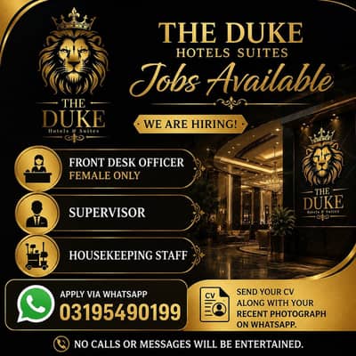 Front Desk Officer, Supervisor, Housekeeping | Jobs in Rawalpindi