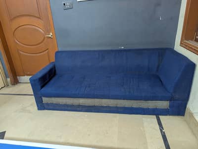 L Shape Sofa Set – Blue & Grey 5 Seater