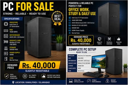 Core i7 3rd Gen | 16GB DDR3 | GT 610 1GB | 500GB HDD | 500W PC