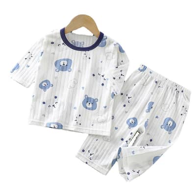 Children cotton pajamas Set pink bunny print summer wear
