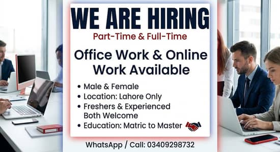 Male and female office work available