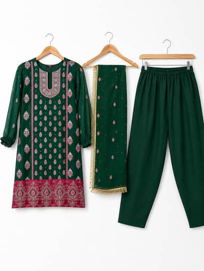 luxury heavy Embroiderer party wear 3 piece suit