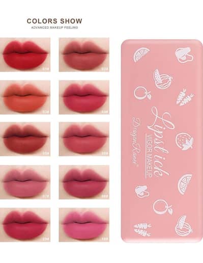 Matte Lipstick Set 12 Pcs Pink Metal Case