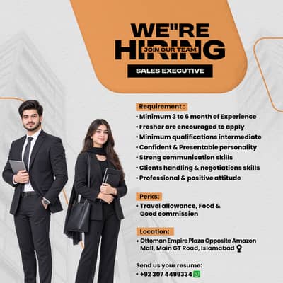 We are hiring sales executives males & females confident, presentable.