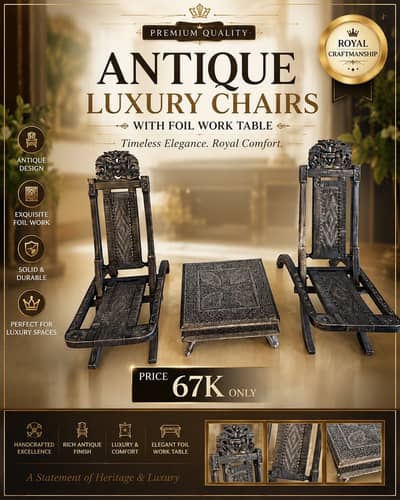 Traditional classical table with two chairs