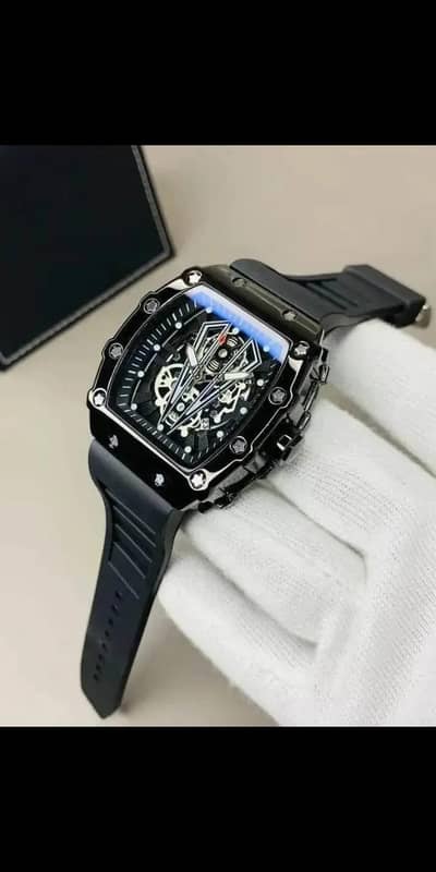 Richard Black Belt Skeleton Watch