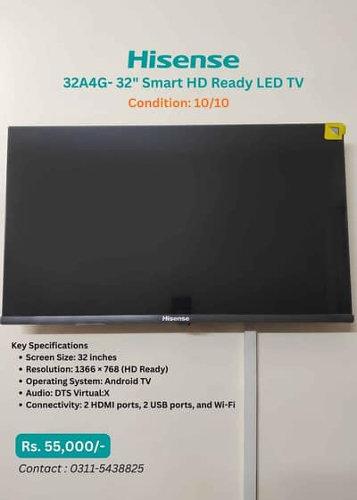 Hisense 32A4G Smart LED TV 32" – 10/10 Condition – Like New