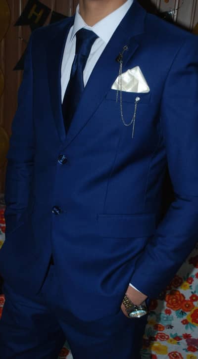 Royal Blue Men’s Formal Pent Coat Suit – Stylish Western Design