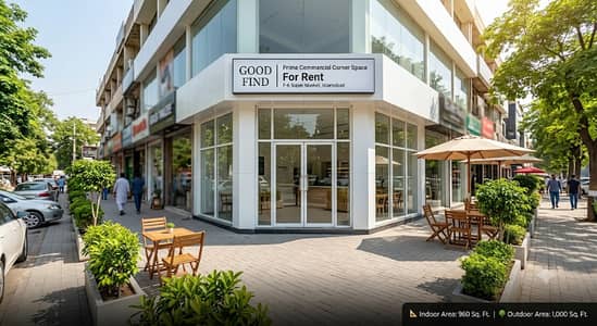 GOOD FIND | Prime Commercial Corner Space for Rent | F-6 Super Market, Islamabad Ground Floor Corner Shop Indoor Area: 960 Sq. Ft. Outdoor Area: 1,000 Sq. Ft. Prestigious Commercial Location F-6 Super Market, Islamabad