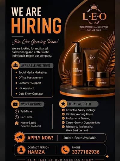 we are hiring for fresher males and females