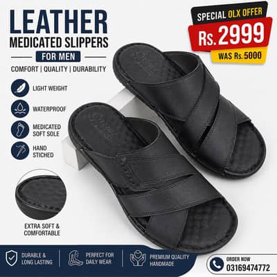 Men Leather Sandals / Black Slippers / Mens Chappal / Casual Sandals