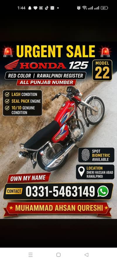 HONDA CG 125 RED COLOR