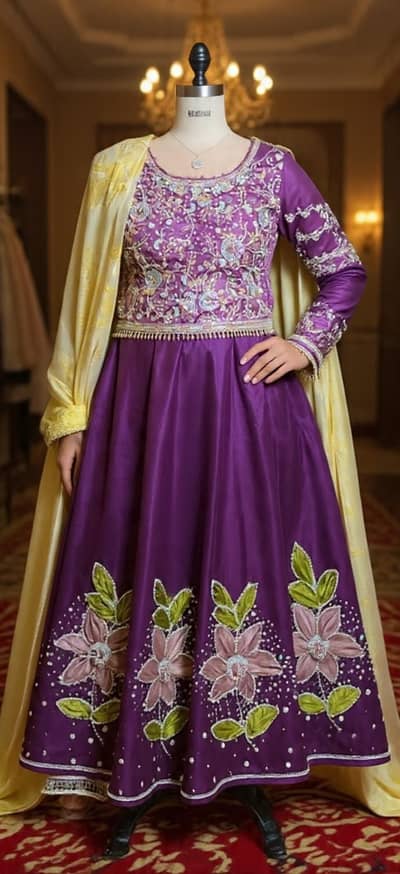 Royale purple lehnga kurti heavy 3D work