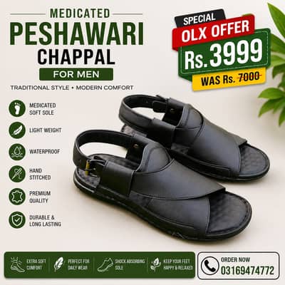 Men Peshawari Chappal / Black Peshawari Sandals / Mens Chappal /