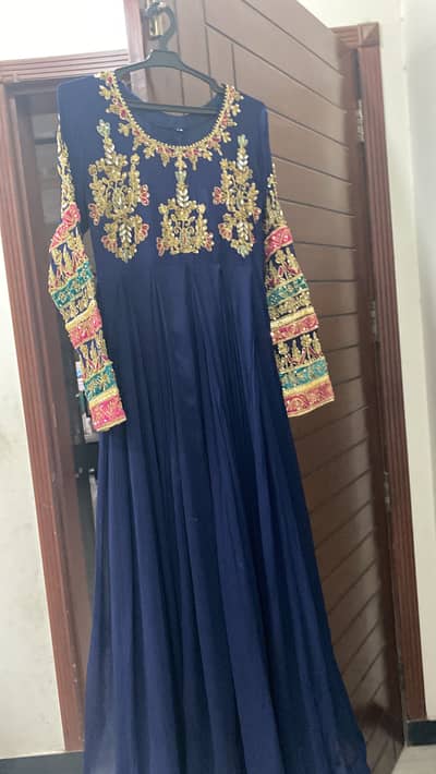 Neavy blue long frock shiffon sale