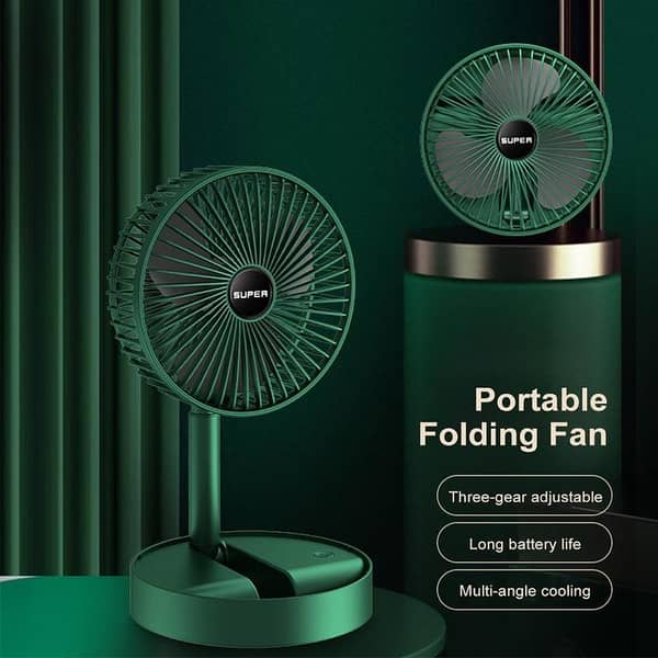Folding Telescopic Floor Fan with Adjustable Height – Portable and Compact