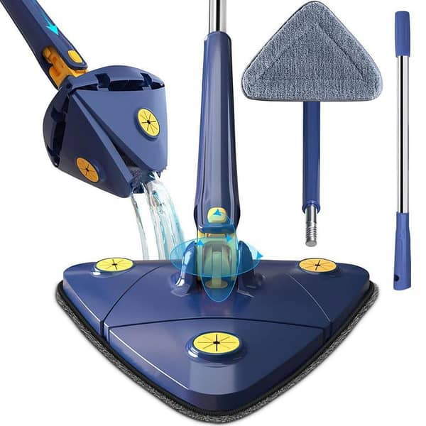 4-in-1 Triangle Twist Mop – 360° Adjustable Self-Squeeze Microfiber Floor Cleaning Mop
