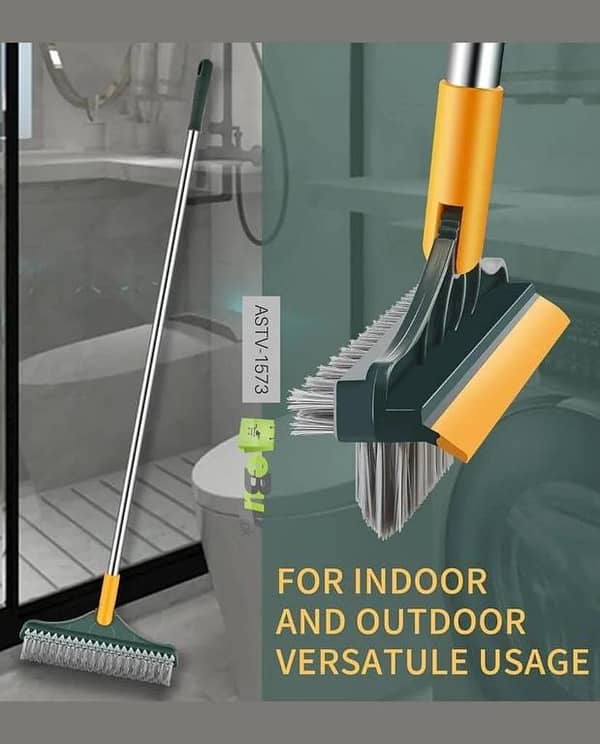 2-in-1 Bathroom Cleaning Brush with Wiper – Floor & Tile Scrubbing Brush for Bathroom, Kitchen & Home