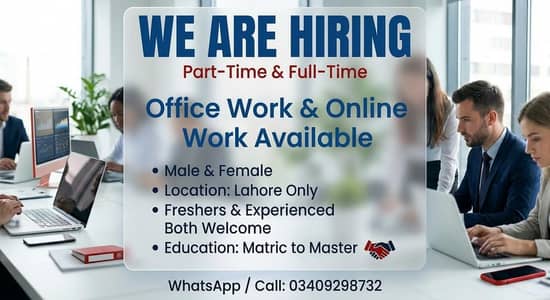 we are hiring male and female staff for office and online work